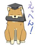  animal_focus closed_eyes copyright_request dog graduation hat lowres no_humans nu_tarou shiba_inu 