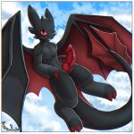 abs anthro bodily_fluids dragon dreamworks european_mythology fury_(httyd) genital_fluids genitals hi_res how_to_train_your_dragon knot male mythological_creature mythological_scalie mythology night_fury pecs penis precum scalie slim sodaduv solo tail western_dragon wings
