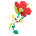  3d :d absurdres artist_request eyelashes floette floette_(red_flower) flower full_body highres holding holding_flower official_art open_mouth pokemon pokemon_legends:_z-a red_flower simple_background smile third-party_source white_background 