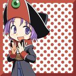  :d clapping hat jacket lowres open_mouth original pirate purple_eyes purple_hair regdic smile solo 
