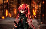  alastor_(shakugan_no_shana) arms_at_sides belt black_coat burning closed_mouth coat crescent fire flat_chest forest hair_between_eyes itou_noiji jewelry katana long_hair long_sleeves looking_at_viewer nature necklace official_art pendant red_eyes red_hair shakugan_no_shana shana smile straight_hair sword tree v-shaped_eyebrows very_long_hair wallpaper weapon zipper 