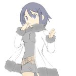  asagiri_asagi bad_id bad_pixiv_id belt coat fur_coat hair_ornament hairclip harada_takehito hood hooded_jacket jacket nippon_ichi shorts solo 