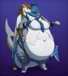 2025 anthro belly big_belly big_moobs bloated blue_hair brown_hair button_(fastener) button_pop cel_shading chubby_cheeks clothing dolphin_tail double_chin dragon exposed_belly feedee feeder feederism feeding female hair hand_on_belly hanging_belly hi_res huge_belly lian_(whitedragoncito) male membrane_(anatomy) membranous_wings moobs mythological_creature mythological_scalie mythology navel obese obese_male overweight overweight_male quesadilla roxanne_(whitedragoncito) scalie shaded shark_tail signature simple_background stuffing tail tearing_clothing thick_tail thick_thighs torn_clothing wardrobe_malfunction white-dragon wings