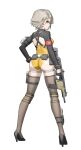  1girl absurdres ass black_gloves black_shoes black_shrug black_thighhighs blush cheogtanbyeong closed_mouth commentary_request explosive fake_tail from_behind girls&#039;_frontline girls&#039;_frontline_2:_exilium gloves grenade gun hair_ornament half_gloves high_heels highres holding holding_gun holding_weapon korean_commentary kriss_vector leotard looking_at_viewer looking_back mixed-language_commentary official_alternate_costume pouch rabbit_tail shoes short_hair shrug_(clothing) simple_background skindentation solo submachine_gun tail thighhighs trigger_discipline vector_(girls&#039;_frontline) vector_(girls&#039;_frontline_2) vector_(molotov_bunny)_(girls&#039;_frontline_2) weapon white_background x_hair_ornament yellow_eyes yellow_leotard 