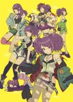  belt black_belt black_socks choker commentary_request earrings gloves hair_ornament idolmaster idolmaster_shiny_colors jewelry purple_eyes purple_hair sandals socks tanaka_mamimi tomari_(veryberry00) twintails white_gloves 