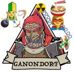  1boy armor cape character_name circlet dancho_no_mori dark-skinned_male dark_skin earrings emoji facial_hair forehead_jewel ganondorf gem gerudo highres jewelry looking_at_viewer male_focus mutton_chops orange_eyes orange_gemstone pauldrons pointy_nose red_cape red_hair short_hair shoulder_armor sideburns silver_circlet smile solo spiked_hair super_smash_bros. the_legend_of_zelda the_legend_of_zelda:_ocarina_of_time 