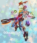  armor axe full_body gquuuuuux green_eyes gundam gundam_gquuuuuux haro headgear heat_hawk helmet holding holding_axe holding_weapon looking_at_viewer mecha mecha_focus mecha_musume mechanical_arms mechanical_legs mobile_suit nakayama_tooru open_mouth personification robot science_fiction thrusters v-fin weapon 