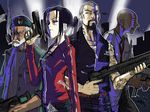  3boys bill_(left4dead) cigarette francis_(left4dead) gun left_4_dead louis_(left4dead) multiple_boys smoking tiihatanono weapon zoey_(left4dead) 