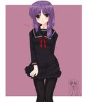  bad_id bad_pixiv_id blush kt2 niwatazumi_nagoya pantyhose purple_hair school_uniform solo torikoro 