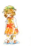  animal_ears bad_id bad_pixiv_id bow bowtie brown_hair cat_ears chen crying dress full_body hat ketama_no_su loafers long_sleeves mob_cap red_dress shoes short_hair simple_background solo standing tears touhou white_background yellow_bow yellow_neckwear 