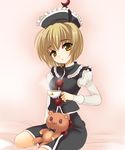  bad_id bad_pixiv_id blonde_hair cup hanao_(kuma-tan_flash!) hat lunasa_prismriver solo stuffed_animal stuffed_toy teddy_bear touhou 