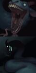 absurd_res ambiguous_gender analog_vorer bodily_fluids bovid bovid_horn breath breathing caprine caprine_horn dark_room dripping feral forked_tongue garten_of_banban glowing glowing_eyes glowing_teeth goat goat_ears goat_horn hi_res horn hybrid larger_pred lips macro mammal monster mouth_shot open_mouth oral_vore pink_lips pink_tongue prey_pov ramamba_(garten_of_banban) reptile rumbling_stomach saliva saliva_drip saliva_on_tongue saliva_string scalie serpentine shadow shadow_face size_difference slithering snake solo teeth tongue uvula vore white_eyes windpipe