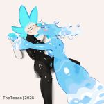 absurd_res anthro anthro_on_anthro black_body blue_body blue_ears blue_fingers blue_fur blush bodily_fluids breasts darkner deltarune duo elemental_creature eyes_closed felid feline female female/female floating_hands fur genitals hand_holding heart_symbol hi_res humanoid_genitalia interspecies kissing looking_pleasured machine mammal miss_mizzle mizzle_(deltarune) nude robot shaded simple_background sitting tasque_manager tears tears_of_pleasure thetesan undertale_(series) vulva water water_creature watermark wet wet_body white_background white_face