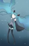  aqua_hair closed_eyes detached_sleeves hatsune_miku hatsune_miku_no_shoushitsu_(vocaloid) long_hair necktie sakuramori_sumomo skirt solo thighhighs twintails vocaloid zettai_ryouiki 