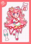  1girl apron back_bow bare_shoulders blue_bow boots border bow bow_apron bright_pupils brooch choker coattails cone_hair_bun cure_precious deformed delicious_party_precure dotted_line double_bun earrings eyelashes flower flower_knot frilled_hairband frilled_sleeves frills full_body gloves grey_background grid_background hair_between_eyes hair_bow hair_bun hair_flower hair_ornament hair_ribbon hairband happy heart heart_brooch high_heel_boots high_heels highres jewelry knee_boots kneehighs kome-kome lace-trimmed_gloves lace_trim layered_skirt leg_up long_hair looking_at_viewer magical_girl miniskirt nagomi_yui off-shoulder_shirt off_shoulder outline own_hands_together paw_shoes pink_bow pink_brooch pink_choker pink_hair pink_hairband pink_skirt pink_socks pleated_skirt precure purple_eyes red_border red_ribbon ribbon shirt short_sleeves showgirl_skirt signature skirt socks star_(symbol) star_earrings tareme two_side_up uwded_207 very_long_hair waist_apron wand wavy_hair white_apron white_boots white_flower white_gloves white_outline white_pupils white_shirt yellow_ribbon yellow_skirt 
