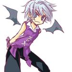  artist_request gig_(soul_cradle) grey_hair male_focus markings pants shirt solo soul_cradle wings 