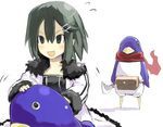  :d asagiri_asagi belt blush buckle creature disgaea flying_sweatdrops knife nippon_ichi open_mouth prinny prinny_(series) prinny_~ore_ga_shujinkou_de_iinsuka?~ scarf sergei_(pattundo) simple_background smile solo toy upper_body white_background 