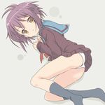  bad_id bad_pixiv_id bangs core_(mayomayo) kita_high_school_uniform nagato_yuki no_pants panties school_uniform serafuku short_hair socks solo suzumiya_haruhi_no_yuuutsu underwear white_panties 