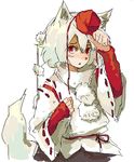  animal_ears hat inubashiri_momiji kasa oekaki red_eyes solo tail tokin_hat touhou white_hair wolf_ears 