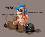 anthro bodily_fluids breasts bullying canid canine cyana_(hexedcyana) degradation dialogue duo erection feet female foot_on_chest fox gas_mask genital_fluids hhbrother hi_res humiliation latex male male/female mammal mask murid murine precum rat rocko_(hhbrother) rodent simple_background sketch stepped_on sweat text