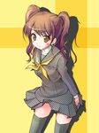  brown_hair kujikawa_rise persona persona_4 school_uniform skirt solo takoyaki_(roast) thighhighs twintails yasogami_school_uniform zettai_ryouiki 