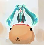  :3 aqua_eyes aqua_hair capybara capybara-san detached_sleeves hatsune_miku ikeda_jun_(mizutamari) long_hair necktie reversed twintails vocaloid 