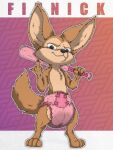 anthro baseball_bat bat_(object) big_ears bodily_fluids canid canine clothed clothing diaper diaper_only disney f3lixc4tus fennec_fox finnick_(zootopia) fox frilly frilly_clothing genital_fluids gesture hand_gesture hi_res male male/male mammal medium_truck middle_finger pose posing_for_picture solo story story_in_description topless truck true_fox unclean_diaper urine used_diaper van vehicle wearing_diaper wet_diaper wetting wetting_diaper zootopia