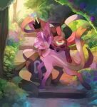  alternate_color blush eyelashes flower garden hug one_eye_closed plant pokemon shiny_pokemon sony-shock sylveon tail umbreon 