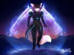 anthro bungie clothing cowboy_hat destiny_(series) destiny_2 detailed_background floating hat headgear headwear hi_res keitfa looking_at_viewer male neon solo