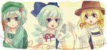  alternate_costume apron bad_id bad_pixiv_id cirno enmaided hair_bobbles hair_ornament hat kawashiro_nitori kogashi_negi maid moriya_suwako multiple_girls touhou two_side_up 