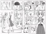  chen comic flower greyscale gustav_(telomere_na) monochrome multiple_girls touhou translated yakumo_ran 