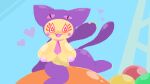 anthro areola big_breasts blush bodily_fluids breasts bust-a-move claws clothing digital_drawing_(artwork) digital_media_(artwork) domestic_cat eyelashes fangs felid feline felis female female_anthro fur genital_fluids genitals gesture glistening glistening_breasts glistening_tail glistening_thighs headgear headwear heart_pupils humanoid_genitalia humanoid_vulva lineless looking_at_viewer mammal mog_(puzzle_bobble) navel necktie nipples noseless open_mouth open_smile pangotime pink_areola pink_necktie pink_nipples pupils purple_arms purple_body purple_cheeks purple_clothing purple_fur purple_headgear purple_headwear purple_heart purple_hood purple_legs purple_tail purple_tongue puzzle_bobble red_eyelashes red_eyes smile solo tail teeth thick_thighs tongue vaginal_fluids vulva waving waving_at_viewer waving_hand white_pupils white_sclera wide_hipped_anthro wide_hipped_female wide_hips yellow_body yellow_breasts yellow_claws yellow_fur yellow_vulva