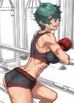  boxing green_eyes green_hair highres muscular muscular_female original rggr 