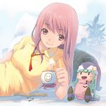  bad_id bad_pixiv_id book cup doll hirokiku lowres lying mug original pillow pink_eyes pink_hair solo 