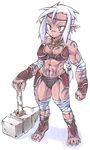  abs bad_id bad_pixiv_id copyright_request muscle solo ushi warhammer weapon white_hair yellow_eyes 