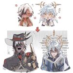  +++ 2boys aged_down arrow_(symbol) artist_name bandana black_eyes black_hair black_hat black_jacket blue_hair blue_jacket blue_pupils book boothill_(honkai:_star_rail) brown_gloves brown_jacket bullet_earrings buttons child clenched_hands closed_eyes collared_shirt cowboy_hat cyborg dark-skinned_male dark_skin dual_persona earrings english_commentary english_text feathered_wings flower flying_sweatdrops gloves grey_armor gun hair_over_one_eye halo halo_behind_head hand_up handgun hands_up hat hat_feather hat_ornament head_wings highres holding holding_book holding_gun holding_pen holding_weapon honkai:_star_rail honkai_(series) jacket jewelry long_hair long_sleeves looking_at_object looking_at_viewer looking_down low_ponytail male_focus medium_hair multicolored_hair multicolored_jacket multiple_boys notice_lines open_book open_clothes open_jacket open_mouth pen pink_flower ponytail prosthesis prosthetic_hand purple_shirt red_bandana shaded_face sharp_teeth sheriff_badge shirt short_hair short_ponytail sidelocks simple_background smile star_ornament sunday_(honkai:_star_rail) teeth tongue tuofu two-tone_hair two-tone_jacket upper_body v-shaped_eyebrows vest weapon white_background white_hair white_jacket white_vest wings yellow_eyes zipper 