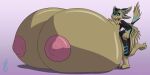 2019 3_toes 4_ears 4_fingers absurd_res anthro areola avali avian big_breasts big_nipples black_body black_claws black_feathers black_sclera blue_body blue_eyes blue_feathers breasts breasts_on_ground brown_body brown_breasts brown_eyebrows brown_feathers brown_inner_ear brown_wings claws eilanii_(kiglirs) eyebrows feathered_wings feathers feet female female_(lore) female_anthro fingers hi_res huge_breasts hyper hyper_breasts kekinfuntimes looking_at_breasts looking_at_own_breasts looking_at_self multi_ear nipples nude nude_anthro nude_female one_leg_up pink_areola pink_nipples purple_background raised_leg signature simple_background solo toe_claws toes winged_arms wings worried