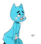  balls cat cub erection feline gumball_watterson male mammal penis plain_background precum ritsbits solo the_amazing_world_of_gumball white_background young 
