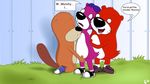  beaver black_nose brown_fur dialog english_text fairycosmo female fur hair jelly_otter male mammal munchy_beaver mustelid otter pb&amp;j_otter pb_and_j_otter peanut_otter purple_fur purple_hair red_fur rodent text 