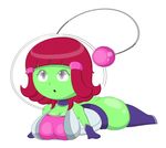  alien big_breasts big_butt breasts butt cleavage female green_skin grey_eyes hair helmet luna mighty_milky_way purplescarf red_hair 