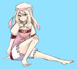 alice_(tales) aqua_background artist_request barefoot smile tales_of_(series) tales_of_symphonia tales_of_symphonia_knight_of_ratatosk toes white_bloomers white_hair yellow_eyes 