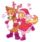  1girl :d ^_^ angel_wings animal_costume annoyed antlers arm_hug bangs bell blonde_hair blue_eyes blush boots cello_(little_princess) christmas clenched_hands closed_eyes couple dress embarrassed flat_chest flipped_hair frown full_body fur_trim gloves hair_between_eyes happy hat heart hetero kururu_(little_princess) leg_lift little_princess long_hair looking_away lowres marl_kingdom open_mouth profile reindeer_costume santa_costume santa_hat shoes sidelocks smile speech_bubble spoken_sweatdrop standing standing_on_one_leg star sweatdrop tears tsuyuka_(sunny_spot) very_long_hair wings 