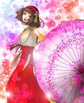  brown_eyes brown_hair hairband okuni oriental_umbrella sengoku_musou short_hair solo umbrella yusoson 