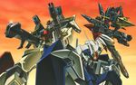  beam_rifle blitz_gundam buster_gundam duel_gundam energy_gun gun gundam gundam_seed highres mecha missile no_humans weapon 