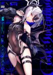  1girl alternate_costume belt black_hair black_horns black_panties black_sleeves black_wings blue_archive breasts collarbone commentary_request covered_navel cowboy_shot cross cross_pasties demon_girl demon_wings detached_sleeves grey_halo halo halterneck highres horns kayoko_(blue_archive) kie_(yospcd) long_hair long_sleeves looking_at_viewer mechanical_tail multicolored_hair navel_piercing panties pasties piercing pubic_tattoo puffy_long_sleeves puffy_sleeves red_eyes single_wing small_breasts solo tail tattoo thigh_belt thigh_strap two-tone_hair underwear white_hair wings 