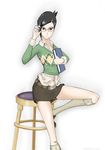  bleach book glasses ise_nanao miniskirt navel_piercing piercing skirt solo watermark 