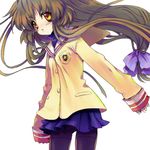  bad_id bad_pixiv_id clannad green_hair hikarizaka_private_high_school_uniform ibuki_fuuko long_hair pantyhose rugo school_uniform solo yellow_eyes 