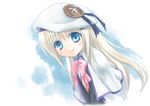  aqua_eyes artist_request beret blonde_hair bow buttons cape hat large_buttons little_busters! long_hair noumi_kudryavka pink_bow silver_hair smile solo 