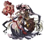  helmet horned_helmet kiyuzuki_satoko long_hair necromancer official_art red_eyes skull solo staff very_long_hair yggdra_union 