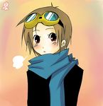  :&lt; artist_request blush brown_hair digimon digimon_tamers goggles male_focus matsuda_takato red_eyes scarf solo 